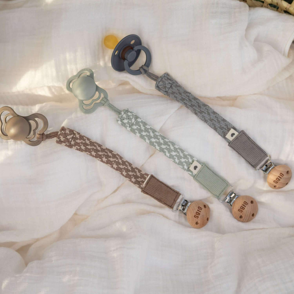 BIBS Paci Braid Emzik Askısı - Sage / Ivory - Mamakido